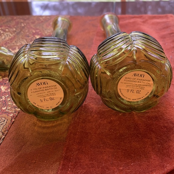 Vintage Avon Bird of Paradise sea green decanter set, Bud vase, oil/vinegar - Picture 5 of 9